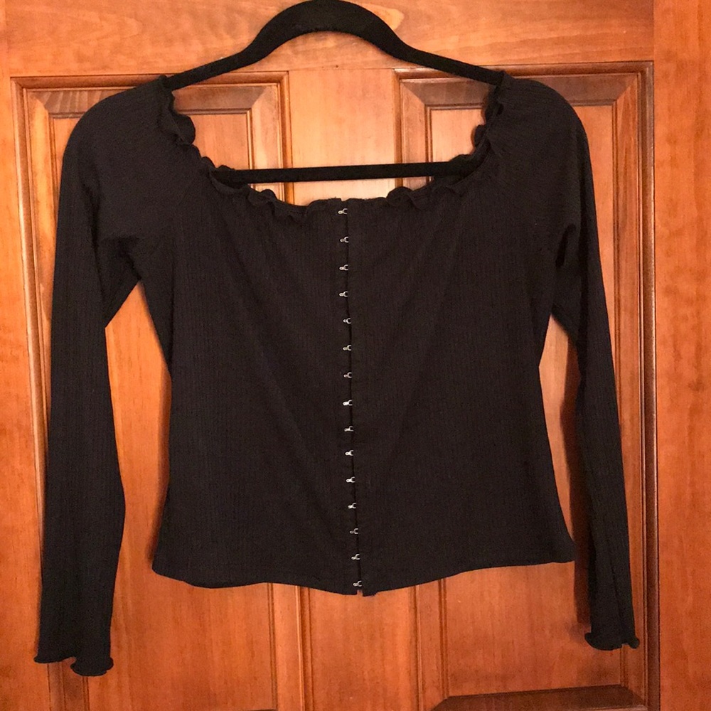 Black clasp off the shoulder top